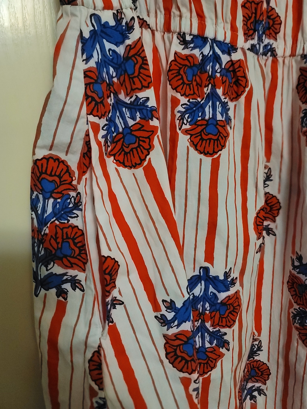 J. Crew White Dress with Red Stripes & Blue Floral Print Size 18 NWT - Picture 8 of 12